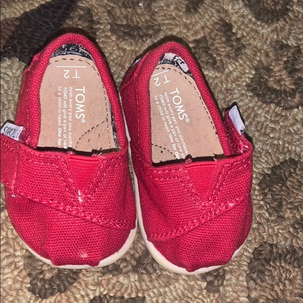 Toms Red Baby Slip On Shoes size 2
